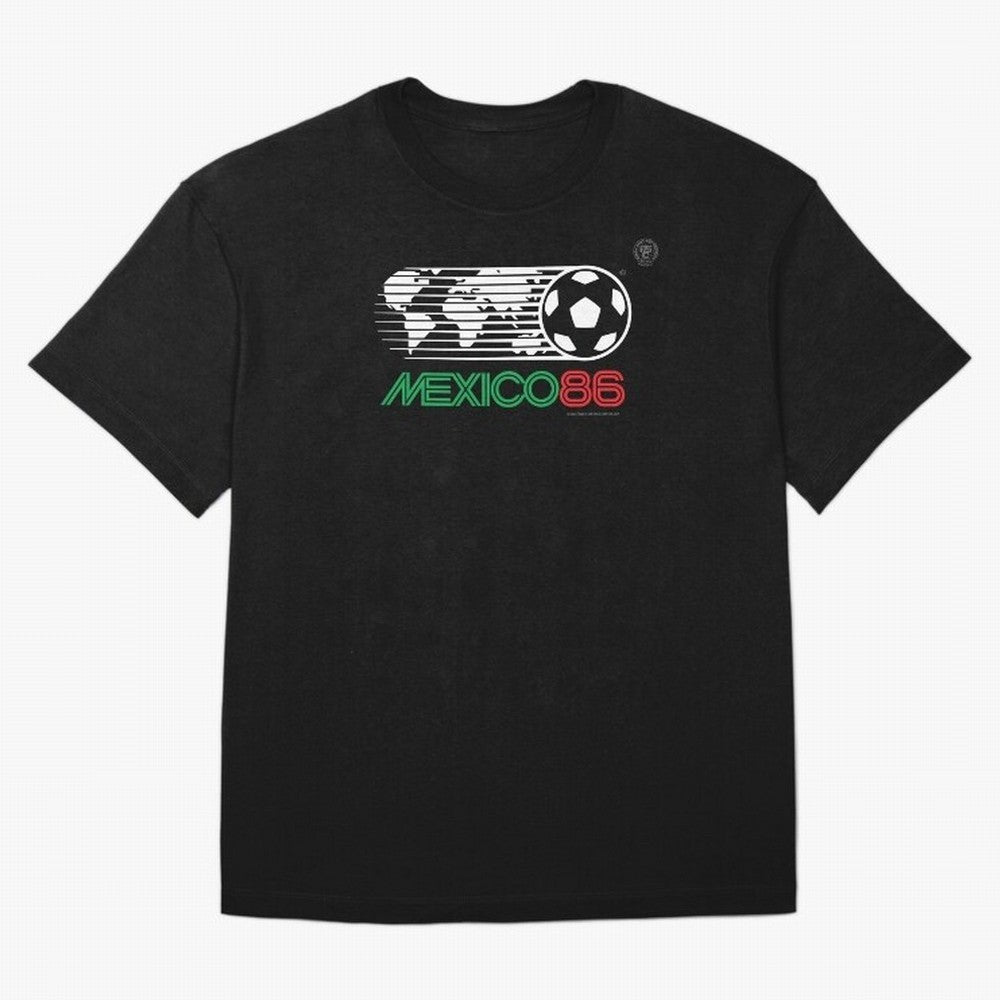 Mexico 86 Logo Tribute ¨C Retro Soccer World Cup Inspired Graphic | Vintage Mexican Football Art | Ruben Santiago Creative Oversized T-Shirt Back Your Heroes with FIFA World Cup 2026 for Fans of Cristiano Ronaldo, Haaland and CR7 and France,