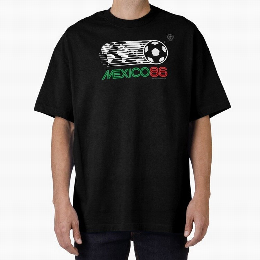 Mexico 86 Logo Tribute ¨C Retro Soccer World Cup Inspired Graphic | Vintage Mexican Football Art | Ruben Santiago Creative Oversized T-Shirt Back Your Heroes with FIFA World Cup 2026 for Fans of Cristiano Ronaldo, Haaland and CR7 and France,