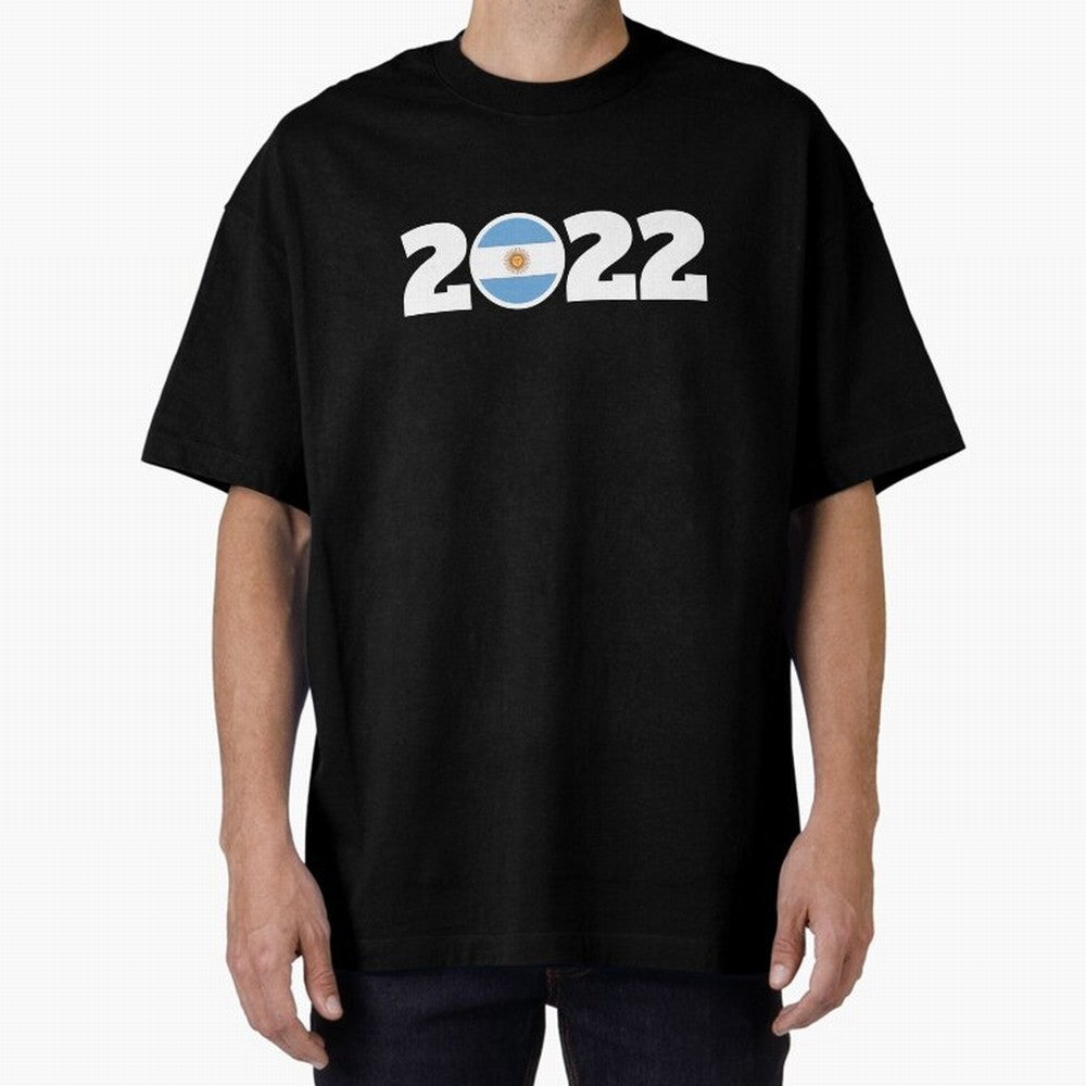Argentina 2022 World Champions Three Stars Oversized T-Shirt Turn Football Passion into Global Football Passion for FIFA World Cup 2026 USA Canada Mexico, Built around Messi, Neymar and Mbappe, Portugal, Spain and Germany, Championship Spirit,