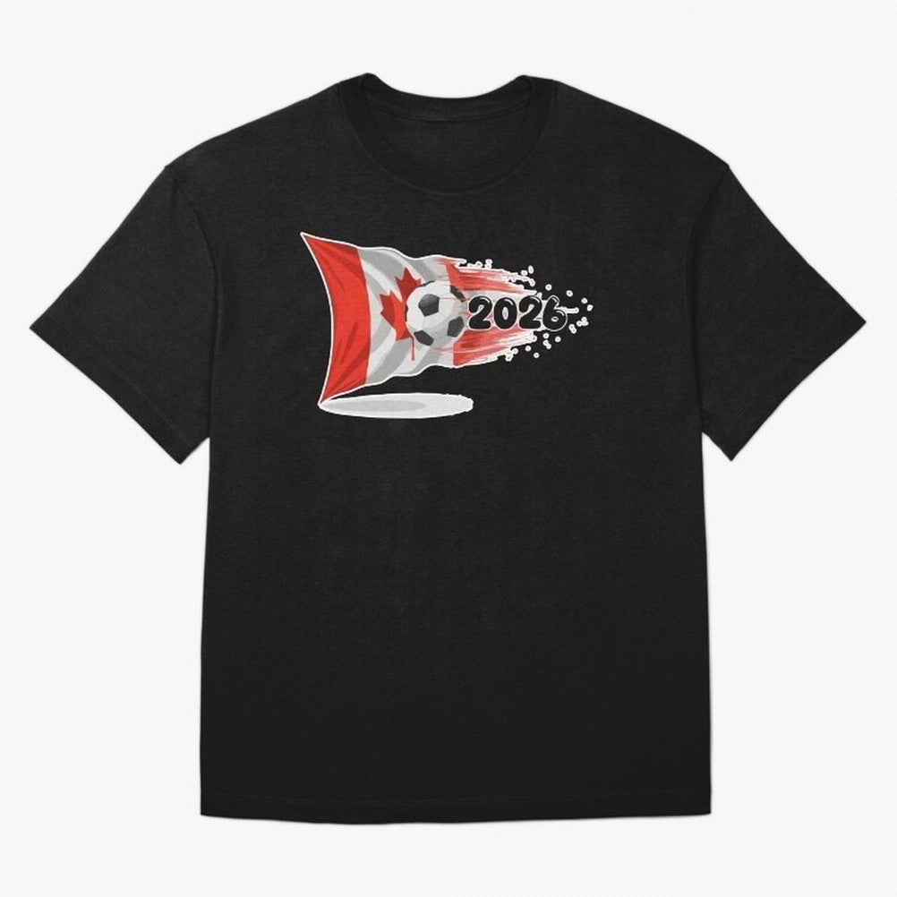 2026 Soccer World Cup Canada Flag T-Shirt | Dynamic Football Fan Tee Oversized T-Shirt Treasure FIFA World Cup 2026 USA Canada Mexico Celebrating CR7 and Messi, France Energy, Stadium Chants, National Pride, Trophy Dreams and Unforgettable Football