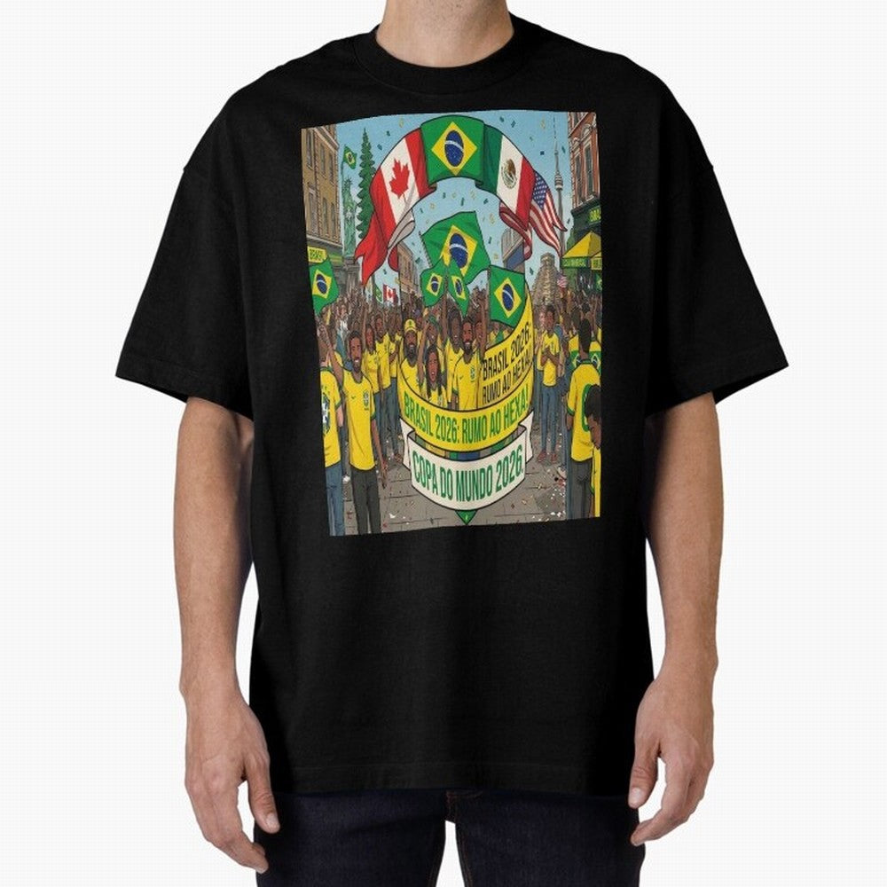 Brazil World Cup 2026 Oversized T-Shirt Share FIFA World Cup 2026 Spirit, Filled with Argentina, France and Brazil, Cristiano Ronaldo, Classic Soccer Heritage, Championship Pressure, Fan Loyalty and International Pride; Perfect for Supporters Who