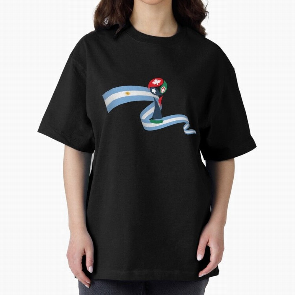 World Cup 2026 Team Argentina Oversized T-Shirt Join the Countdown to FIFA World Cup 2026 Spirit, Filled with Portugal, Spain and Germany, Neymar, Haaland and Cristiano Ronaldo, Tournament Hype, Historic Matchups, Family Viewing Parties and Global